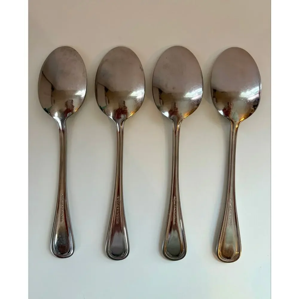 Towle TWS521 Dinner Spoons Set of 4 18/10 Stainless Beaded 7.25” China